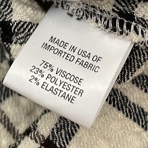 Drew Womens Jalen Plaid Button Front Viscose Blend Long Sleeve Top Black Cream M - Picture 9 of 12